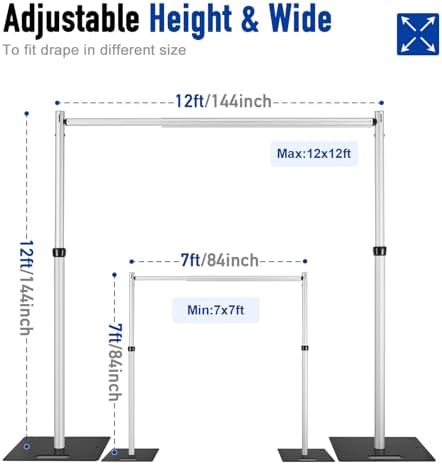 Hecis Heavy Duty Backdrop Stand,12x12ft Double Crossbar Pipe and Drape Stand, arch backdrop stand, Back Drop, alternate view