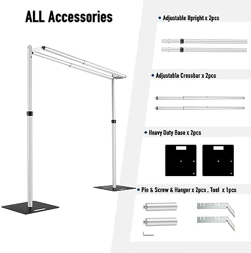 Hecis Heavy Duty Backdrop Stand,12x12ft Double Crossbar Pipe and Drape Stand, arch backdrop stand, Back Drop, alternate view
