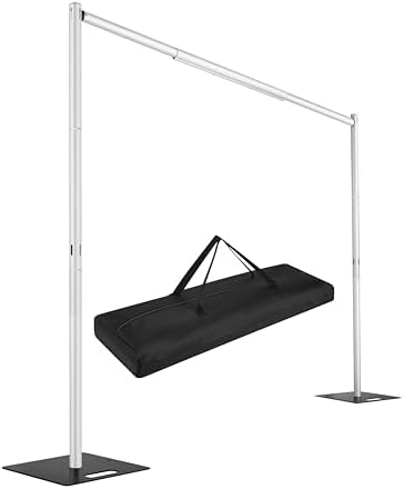Hecis Pipe and Drape Backdrop Stand,8ft x 10ft Backdrop Stand, Adjustable Metal Heavy Duty Wedding Background