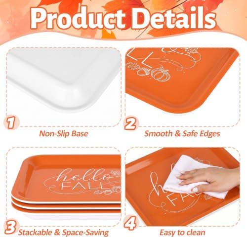 Hello Fall Serving Platters Set, Serving Trays, 3 Pack, 13x10 Inch in Large in 3Pcs Hello Fall, alternate view 4