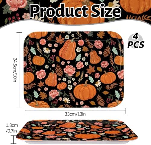 Hello Fall Serving Trays, Serving Platters, 4Pack, 13x10 Inch in Large in 4Pcs Hello Fall Pumpkin, alternate view 3