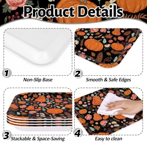 Hello Fall Serving Trays, Serving Platters, 4Pack, 13x10 Inch in Large in 4Pcs Hello Fall Pumpkin, alternate view 4