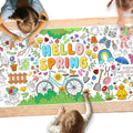 Hello Spring Giant Coloring Poster for Classroom - 31.5x72 Versatile Spring Activity Poster/Table Cover for