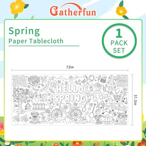 Hello Spring Giant Coloring Poster for Classroom - 31.5x72 Versatile Spring Activity Poster/Table Cover for, alternate view 2