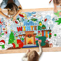 Hello Winter Giant Coloring Poster, 31.5 x 72 Inch Christmas Activity Poster, Winter Crafts Tablecloth for