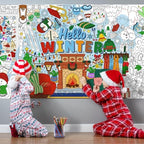 Hello Winter Giant Coloring Poster, 31.5 x 72 Inch Christmas Activity Poster, Winter Crafts Tablecloth for, alternate view 3