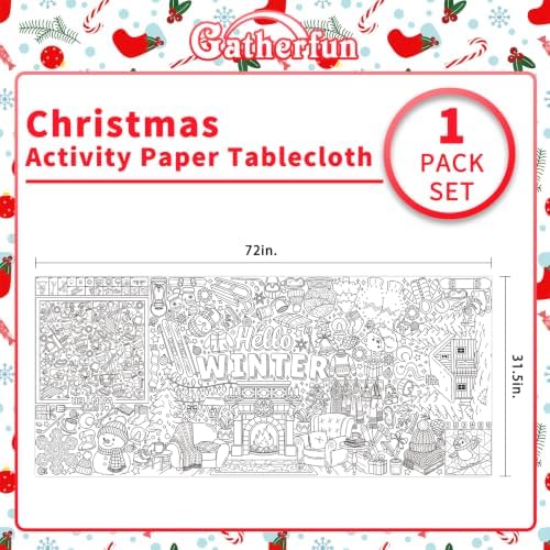 Hello Winter Giant Coloring Poster, 31.5 x 72 Inch Christmas Activity Poster, Winter Crafts Tablecloth for, alternate view 7