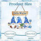 Hello Winter Sign Wreath 10.2x11.8in Gnome Welcome Sign for Front Door Decor Winte Wooden Door Hanging Plaque, alternate view