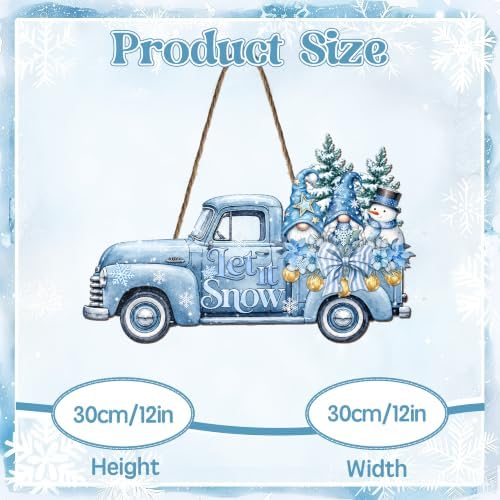 Hello Winter Sign Wreath For Front Door Decor 12x12in Winter Gnome Wreath, alternate view 3