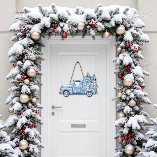 Hello Winter Sign Wreath For Front Door Decor 12x12in Winter Gnome Wreath, alternate view 5