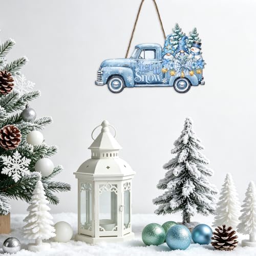 Hello Winter Sign Wreath For Front Door Decor 12x12in Winter Gnome Wreath, alternate view 6