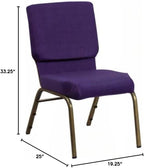 Hercules 18.5 in Wide Fabric Church Chair, Gold, 4-Pack in Gold, alternate view 2