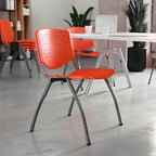 HERCULES -5 Pack 880 lb. Capacity Orange Plastic Stack Chair | Comfortable Seating with Durable Design, alternate view 2