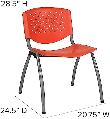 HERCULES -5 Pack 880 lb. Capacity Orange Plastic Stack Chair | Comfortable Seating with Durable Design, alternate view 3