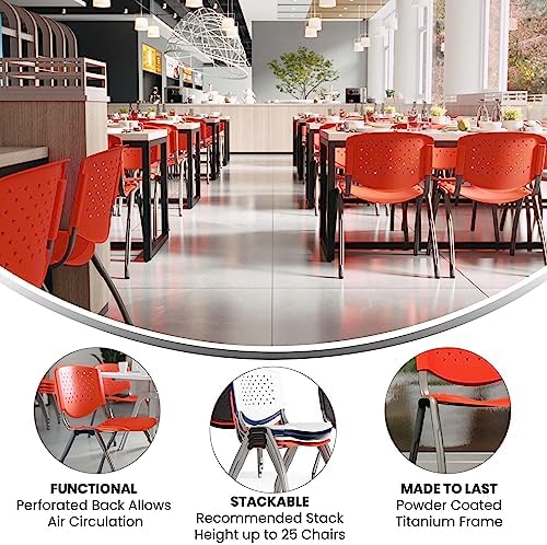 HERCULES -5 Pack 880 lb. Capacity Orange Plastic Stack Chair | Comfortable Seating with Durable Design, alternate view 4