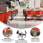 HERCULES -5 Pack 880 lb. Capacity Orange Plastic Stack Chair | Comfortable Seating with Durable Design, alternate view 4