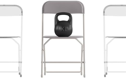 Hercules Big and Tall Commercial Folding Chair - Extra Wide 650LB. Capacity - Durable Plastic - Gray, 4-Pack in
