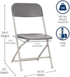 Hercules Big and Tall Commercial Folding Chair - Extra Wide 650LB. Capacity - Durable Plastic - Gray, 4-Pack in, alternate