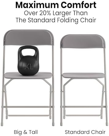 Hercules Big and Tall Commercial Folding Chair - Extra Wide 650LB. Capacity - Durable Plastic - Gray, 4-Pack in, alternate
