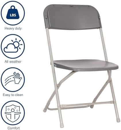 Hercules Big and Tall Commercial Folding Chair - Extra Wide 650LB. Capacity - Durable Plastic - Gray, 4-Pack in, alternate