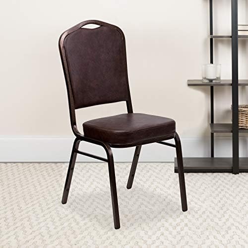 Hercules Crown Back Stackable Banquet Chair, Brown, 4-Pack in Brown, alternate view 2