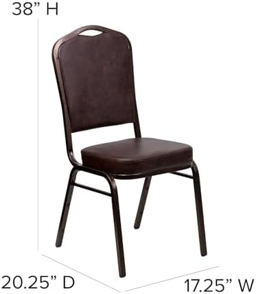 Hercules Crown Back Stackable Banquet Chair, Brown, 4-Pack in Brown, alternate view 3