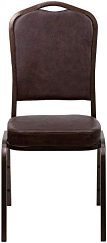 Hercules Crown Back Stackable Banquet Chair, Brown, 4-Pack in Brown, alternate view 5
