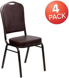 Hercules Crown Back Stackable Banquet Chair, Brown, 4-Pack in Brown, alternate view 6