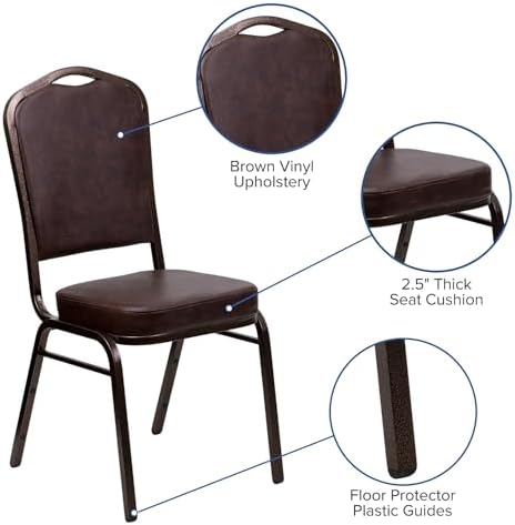 Hercules Crown Back Stackable Banquet Chair, Brown, 4-Pack in Brown, alternate view 7