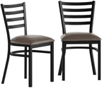 Hercules Ladder Back Chair - Vinyl Seat, Black/Mocha, 2PK