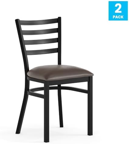 Hercules Ladder Back Chair - Vinyl Seat, Black/Mocha, 2PK, alternate view 4