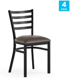 Hercules Ladder Back Chair - Vinyl Seat, Black/Mocha, 4PK in Mocha Vinyl Seat/Black Metal Frame, alternate view 4