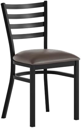 Hercules Ladder Back Chair - Vinyl Seat, Black/Mocha
