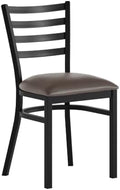 Hercules Ladder Back Chair - Vinyl Seat, Black/Mocha