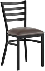 Hercules Ladder Back Chair - Vinyl Seat, Black/Mocha