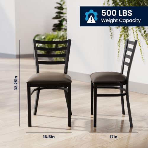 Hercules Ladder Back Chair - Vinyl Seat, Black/Mocha, alternate view 3