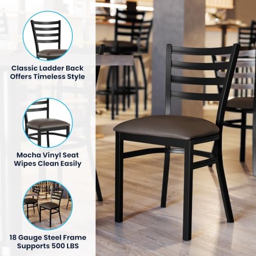 Hercules Ladder Back Chair - Vinyl Seat, Black/Mocha, alternate view 4
