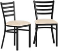 Hercules Ladder Back Chair with Vinyl Seat, Black/Tan, 2PK
