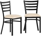 Hercules Ladder Back Chair with Vinyl Seat, Black/Tan, 2PK