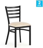 Hercules Ladder Back Chair with Vinyl Seat, Black/Tan, 2PK, alternate view 4