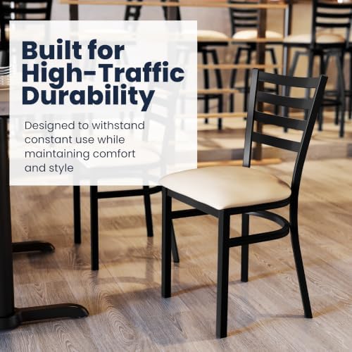 Hercules Ladder Back Chair with Vinyl Seat, Black/Tan, 2PK, alternate view 6