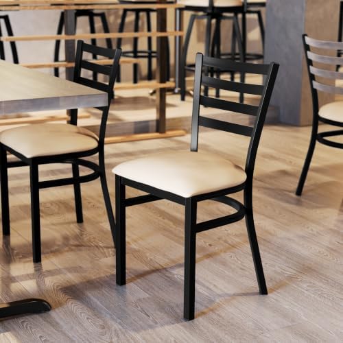 Hercules Ladder Back Chair with Vinyl Seat, Black/Tan, 2PK, alternate view 7
