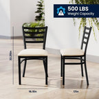 Hercules Ladder Back Chair with Vinyl Seat, Black/Tan, alternate view 3