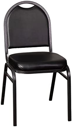 Hercules Metal Dome Back Stackable Banquet Chair, Black in Black