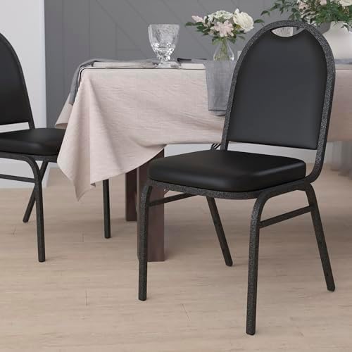 Hercules Metal Dome Back Stackable Banquet Chair, Black in Black, alternate view 2