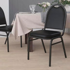 Hercules Metal Dome Back Stackable Banquet Chair, Black in Black, alternate view 2