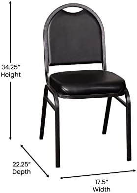 Hercules Metal Dome Back Stackable Banquet Chair, Black in Black, alternate view 3