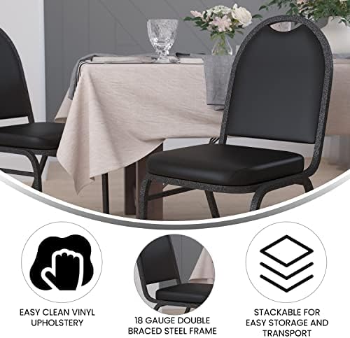 Hercules Metal Dome Back Stackable Banquet Chair, Black in Black, alternate view 4