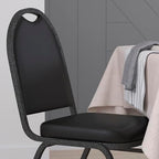Hercules Metal Dome Back Stackable Banquet Chair, Black in Black, alternate view 5