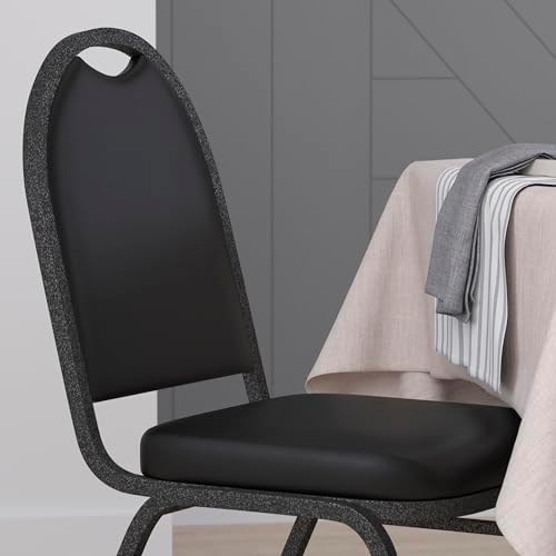 Hercules Metal Dome Back Stackable Banquet Chair, Black in Black, alternate view 5
